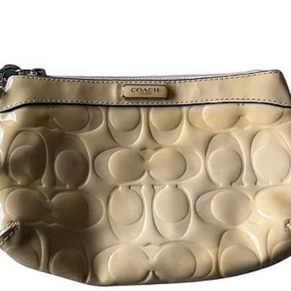COACH Patent Leather Embossed Monogram Print Wristlet - Picture 1 of 4
